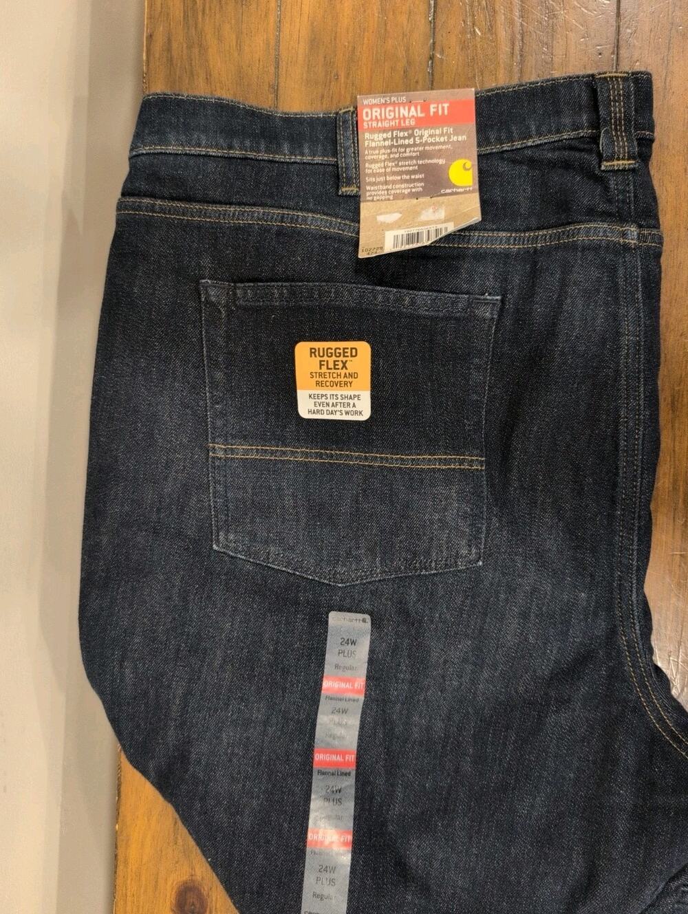 Carhartt Original Fit Rugged Flex Flannel Jeans Limed Womens Plus 24W Dark Wash